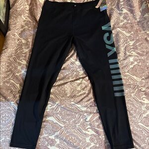 Victoria's Secret Black Leggings with Teal Graphic